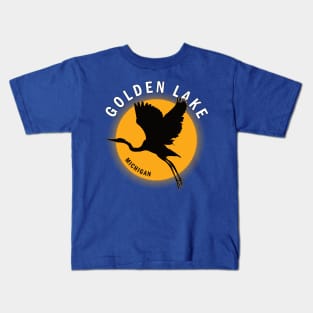 Golden Lake in Michigan Heron Sunrise Kids T-Shirt